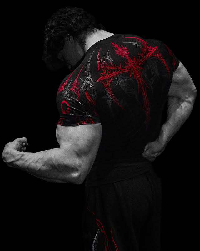 Breathedivinity Men's High Stretch Fitness T-Shirt Venom Print Dark Style Sports Short Sleeve Cycling Suit