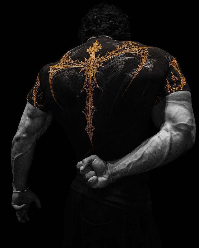 Breathedivinity Men's High Stretch Fitness T-Shirt Venom Print Dark Style Sports Short Sleeve Cycling Suit