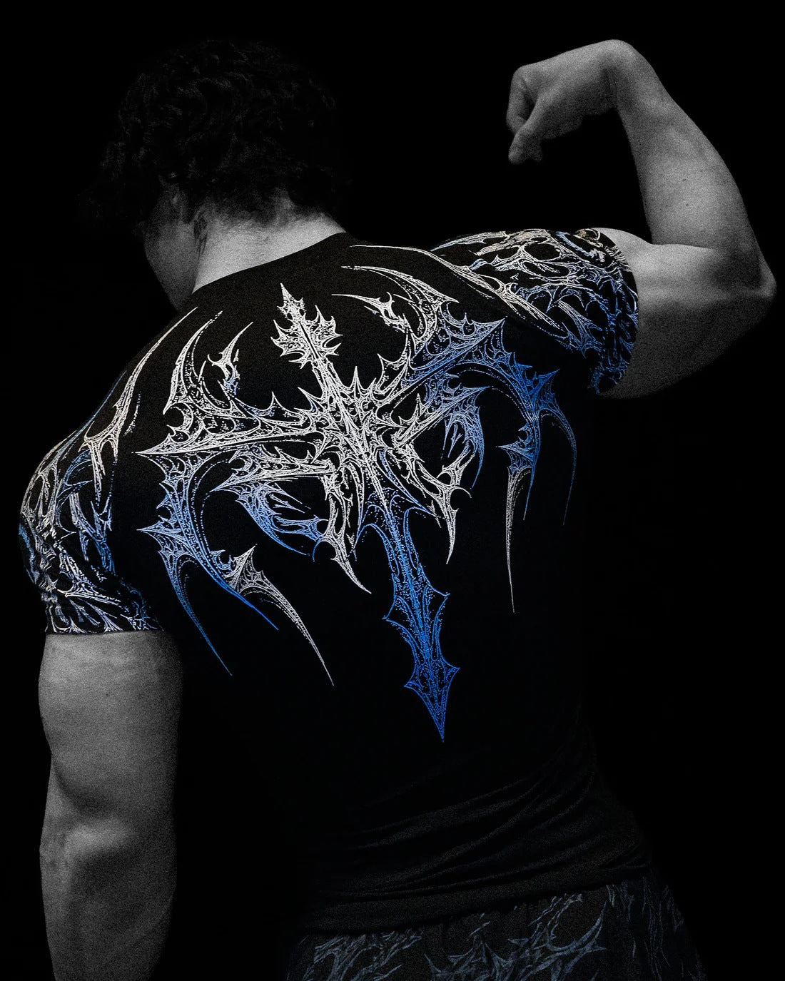 Breathedivinity Men's High Stretch Fitness T-Shirt Venom Print Dark Style Sports Short Sleeve Cycling Suit