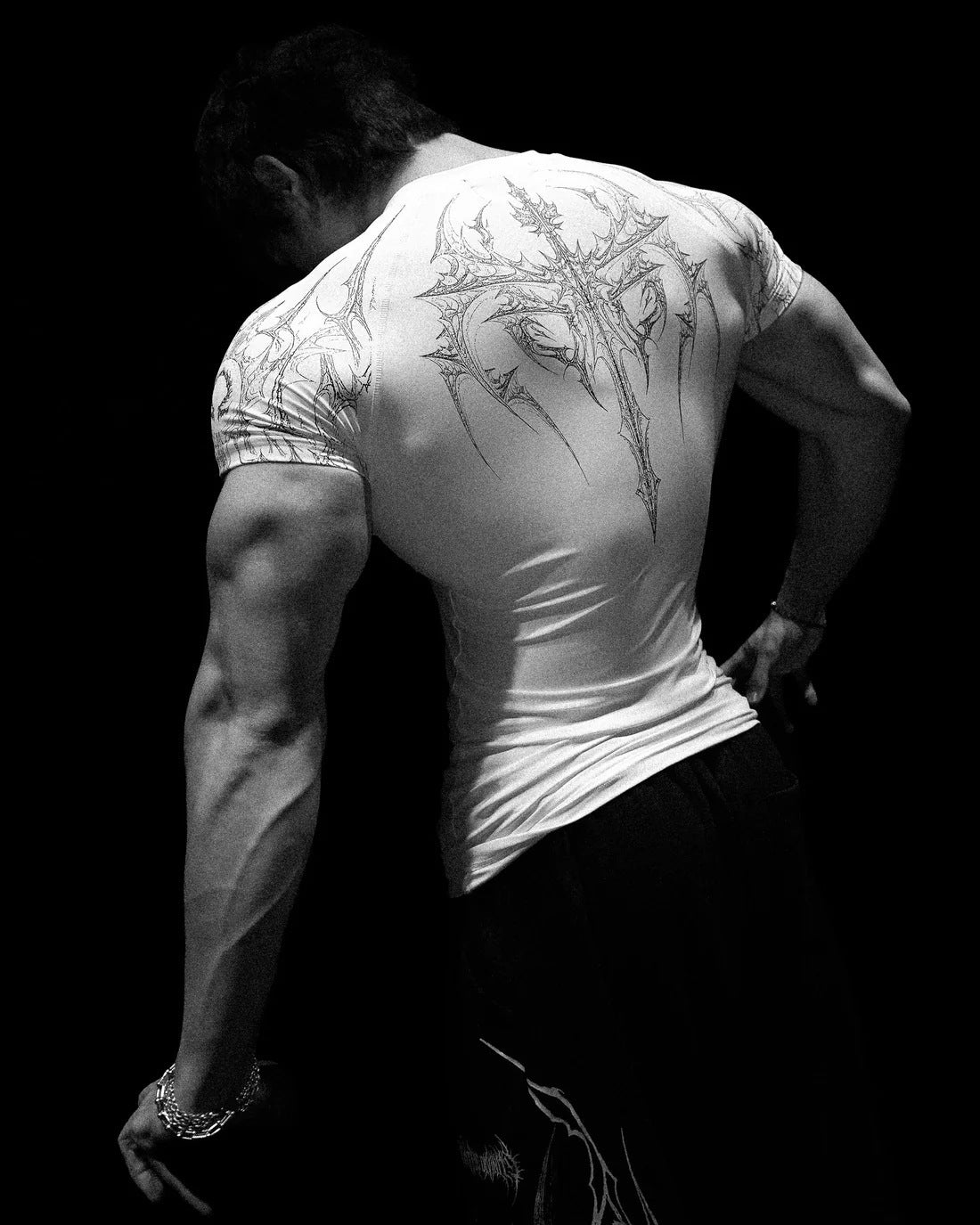 Breathedivinity Men's High Stretch Fitness T-Shirt Venom Print Dark Style Sports Short Sleeve Cycling Suit