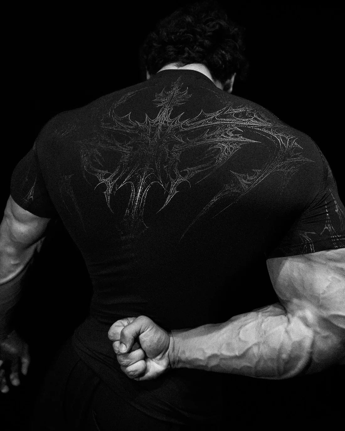 Breathedivinity Men's High Stretch Fitness T-Shirt Venom Print Dark Style Sports Short Sleeve Cycling Suit
