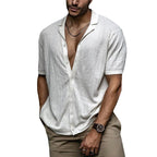 European and American summer men's new style foreign trade Amazon casual loose cardigan short sleeve solid color T-shirt