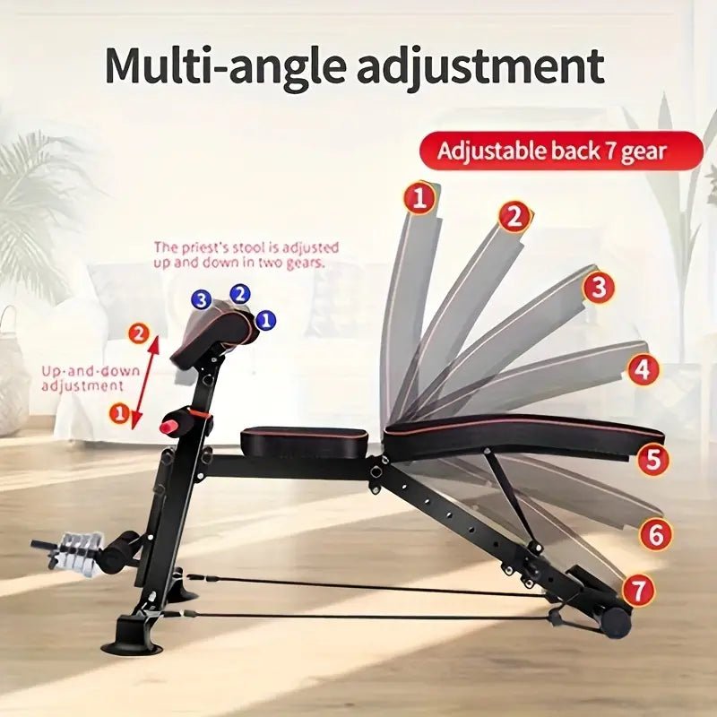 Adjustable Weight Bench for Full Body Exercise - Foldable, Multifunctional, Black&Red (1pc) - The Beast Protein Hub