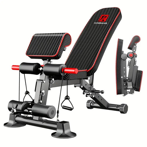 Adjustable Weight Bench for Full Body Exercise - Foldable, Multifunctional, Black&Red (1pc) - The Beast Protein Hub