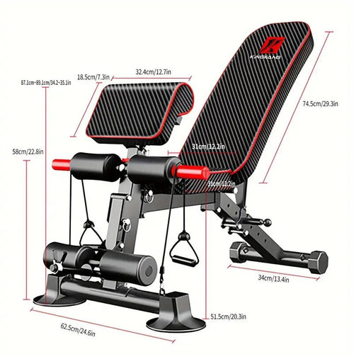 Adjustable Weight Bench for Full Body Exercise - Foldable, Multifunctional, Black&Red (1pc) - The Beast Protein Hub