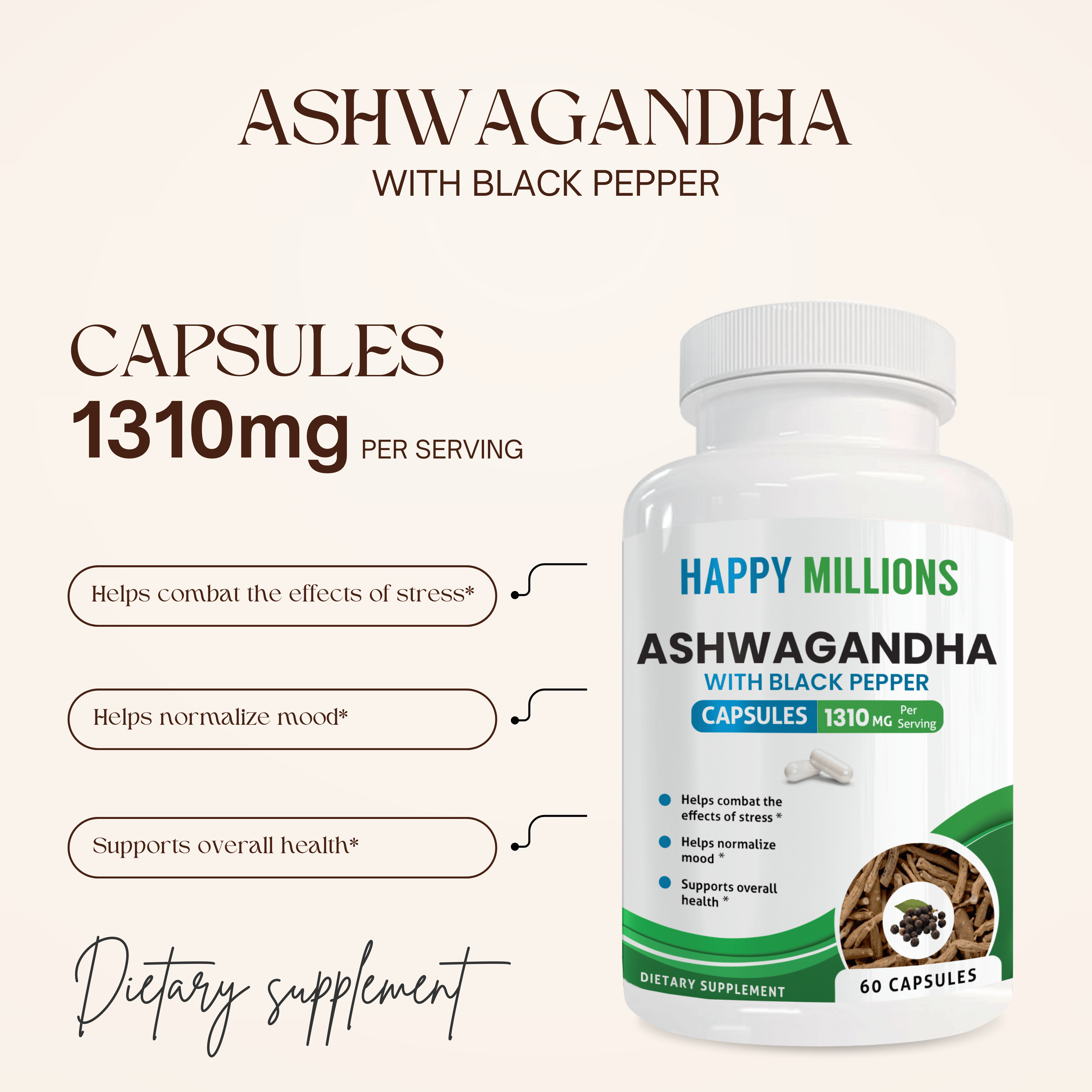 ASHWAGANDHA WITH BLACK PEPPER & MELATONIN PLUS - The Beast Protein Hub