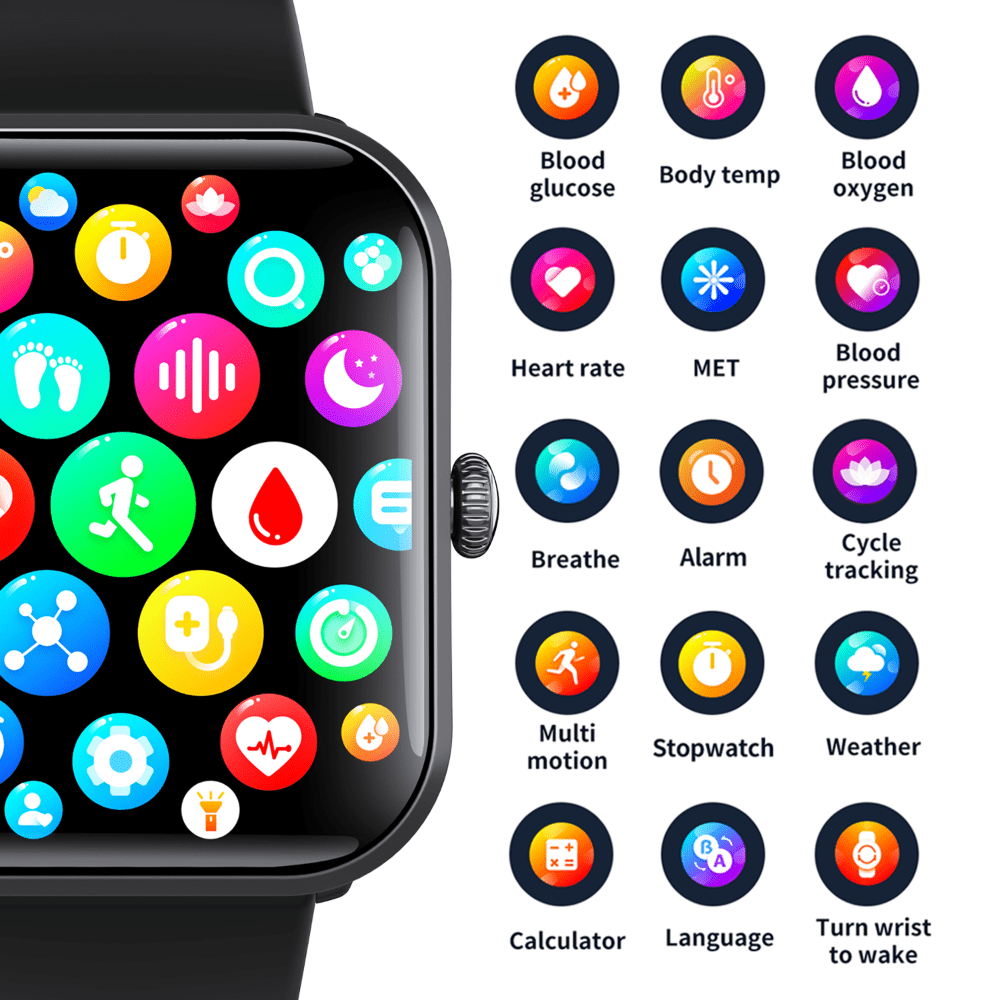 Blood Sugar Glucose Monitor Smart Watch for Diabetics SOS Emergency Alarm Call - The Beast Protein Hub