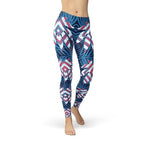 Blue Tropical Leaf Leggings for Women - The Beast Protein Hub