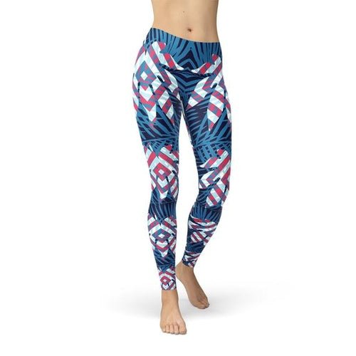 Blue Tropical Leaf Leggings for Women - The Beast Protein Hub
