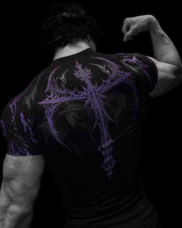 Breathedivinity Men's High Stretch Fitness T-Shirt Venom Print Dark Style Sports Short Sleeve Cycling Suit - The Beast Protein Hub