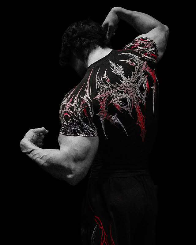Breathedivinity Men's High Stretch Fitness T-Shirt Venom Print Dark Style Sports Short Sleeve Cycling Suit - The Beast Protein Hub