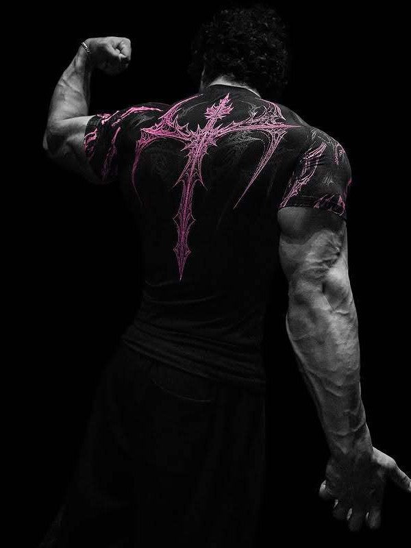 Breathedivinity Men's High Stretch Fitness T-Shirt Venom Print Dark Style Sports Short Sleeve Cycling Suit - The Beast Protein Hub