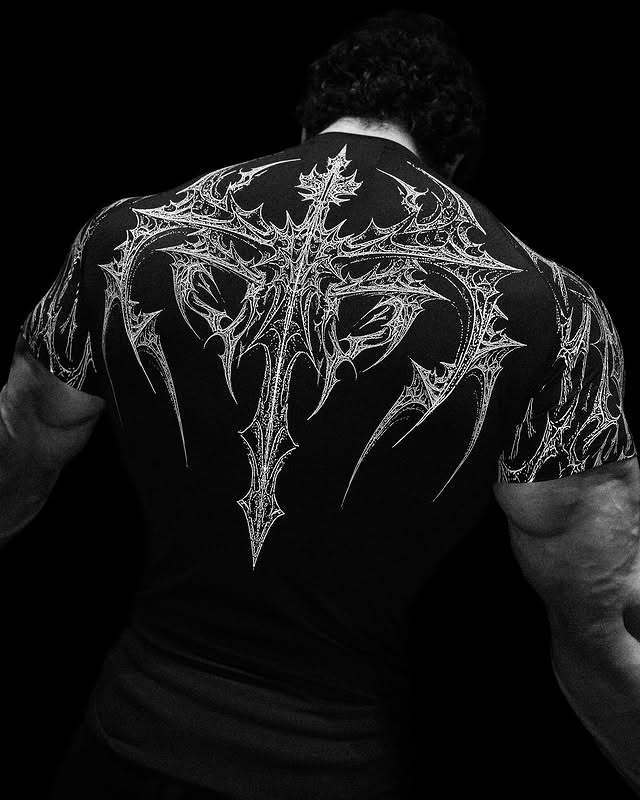 Breathedivinity Men's High Stretch Fitness T-Shirt Venom Print Dark Style Sports Short Sleeve Cycling Suit - The Beast Protein Hub
