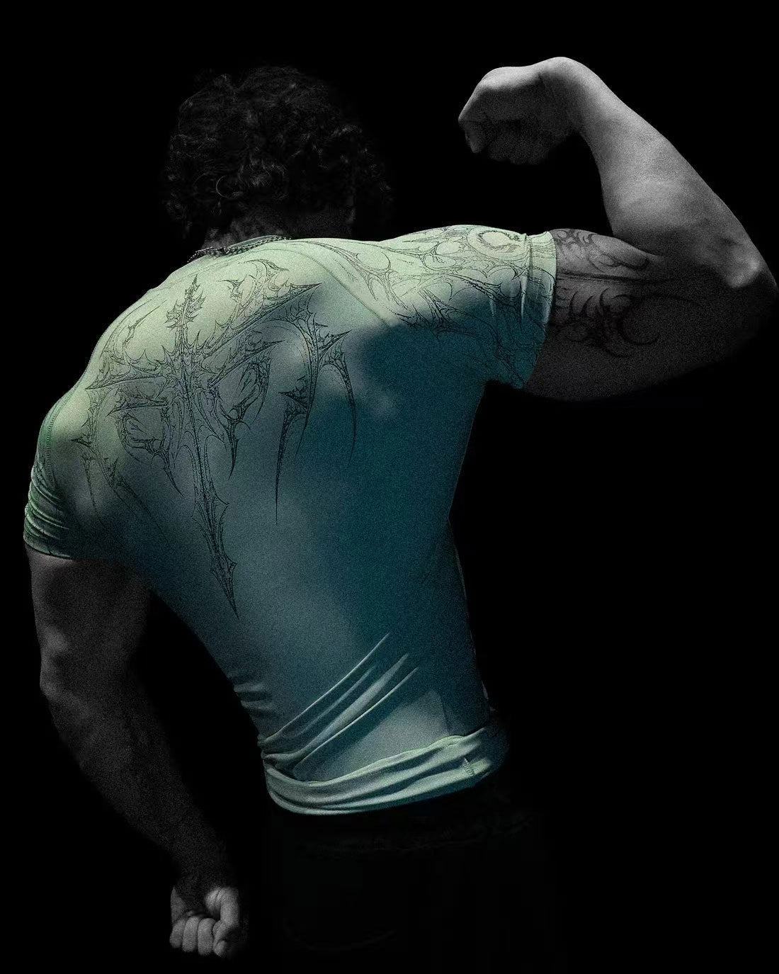 Breathedivinity Men's High Stretch Fitness T-Shirt Venom Print Dark Style Sports Short Sleeve Cycling Suit - The Beast Protein Hub