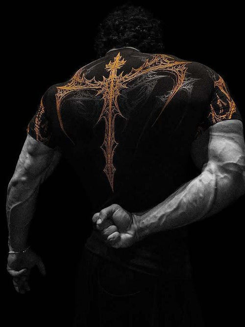 Breathedivinity Men's High Stretch Fitness T-Shirt Venom Print Dark Style Sports Short Sleeve Cycling Suit - The Beast Protein Hub