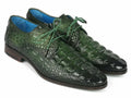 Paul Parkman Men's Green Croco Textured Leather Derby Shoes - The Beast Protein Hub