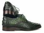 Paul Parkman Men's Green Croco Textured Leather Derby Shoes - The Beast Protein Hub