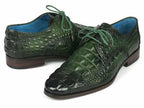 Paul Parkman Men's Green Croco Textured Leather Derby Shoes - The Beast Protein Hub
