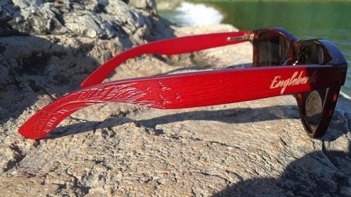 Red Bamboo Tortoise Framed Sunglasses With Wood Case, Artisan Engraved - The Beast Protein Hub