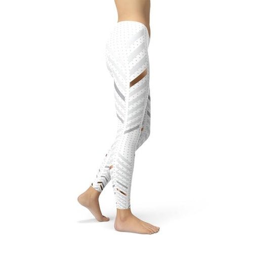 Womens White Stripes Leggings - The Beast Protein Hub