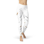 Womens White Stripes Leggings - The Beast Protein Hub