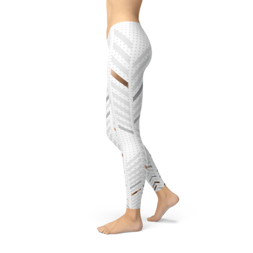 Womens White Stripes Leggings - The Beast Protein Hub