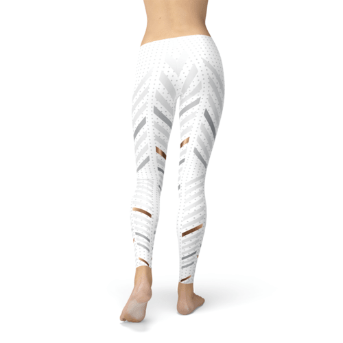 Womens White Stripes Leggings - The Beast Protein Hub